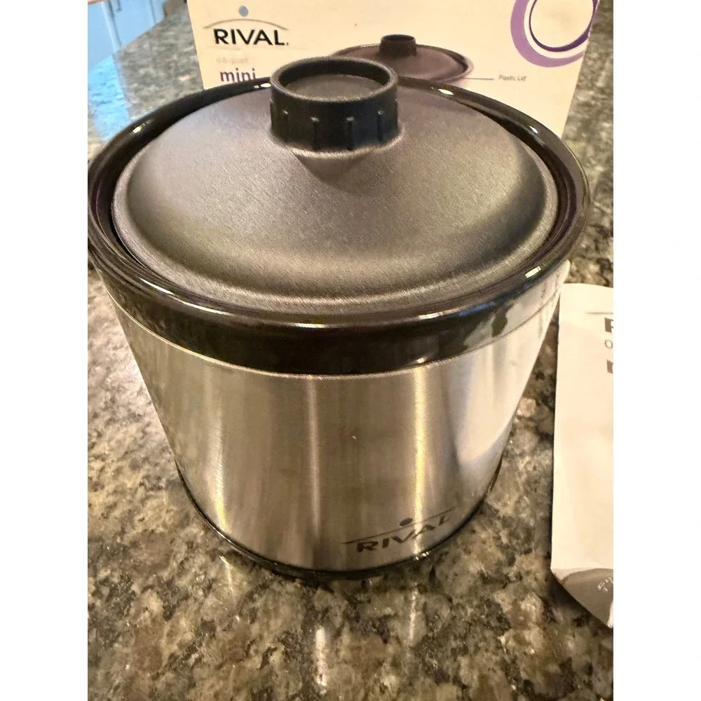 Rival Mini Dipper 0.6 Quart Slow Cooker Stainless Steel Dip Warmer MD-YHB06A
